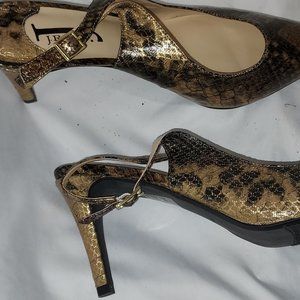 No Brand Sling-back imitation snakeskin pumps